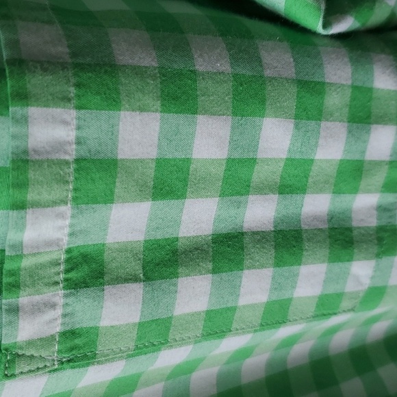 Roaman's green & white French  check SS button down blouse 22W - Picture 6 of 10